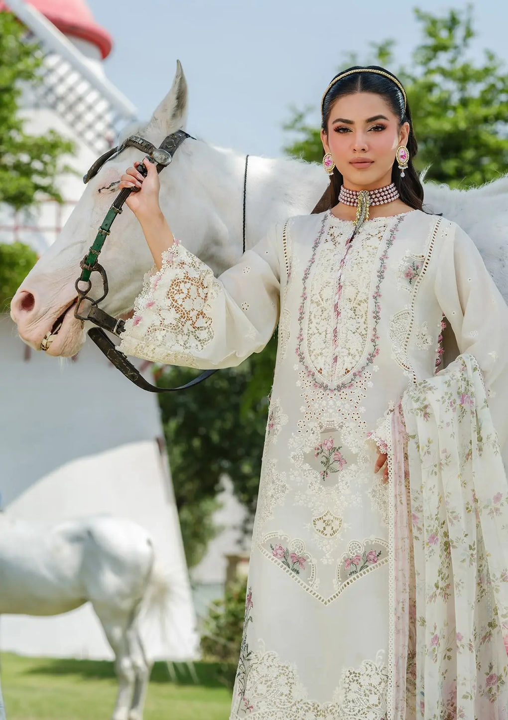 ELAF | WHITE EMPRESS | UNSTITCHED LAWN 3PC