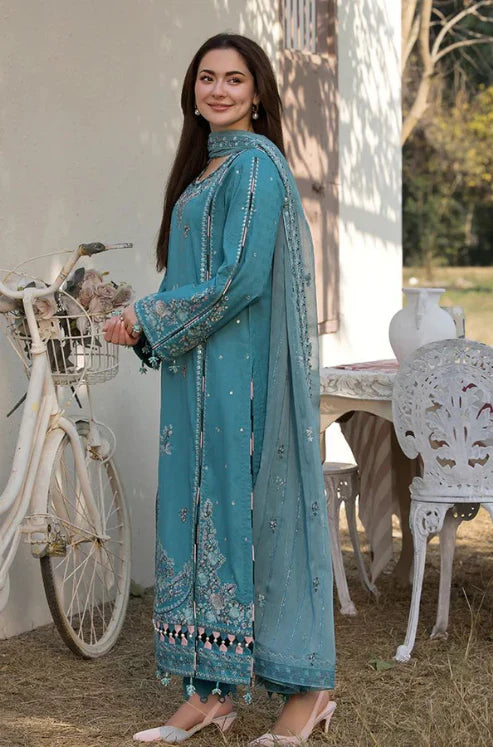 ALLYS - 3PC LAWN EMBROIDERED SHIRT WITH BAMBER CHIFFON EMBROIDERED READY TO WEAR DUPATTA (WM-402)