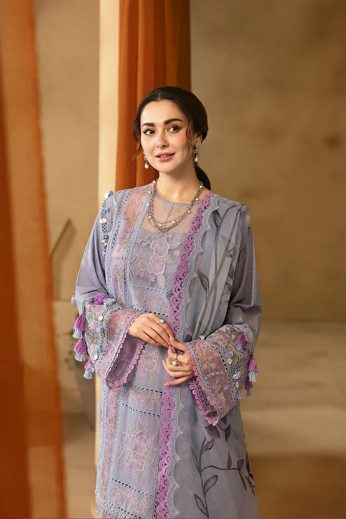 SAIRA RIZWAN - 3PC LAWN EMBROIDERED SHIRT WITH CHIFFON  EMBROIDERED READY TO WEAR DUPATTA (WM-404)