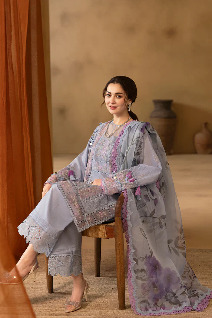 SAIRA RIZWAN - 3PC LAWN EMBROIDERED SHIRT WITH CHIFFON  EMBROIDERED READY TO WEAR DUPATTA (WM-404)