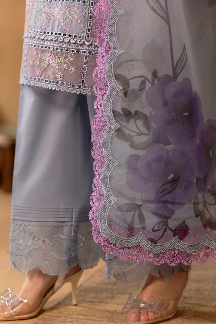 SAIRA RIZWAN - 3PC LAWN EMBROIDERED SHIRT WITH CHIFFON  EMBROIDERED READY TO WEAR DUPATTA (WM-404)