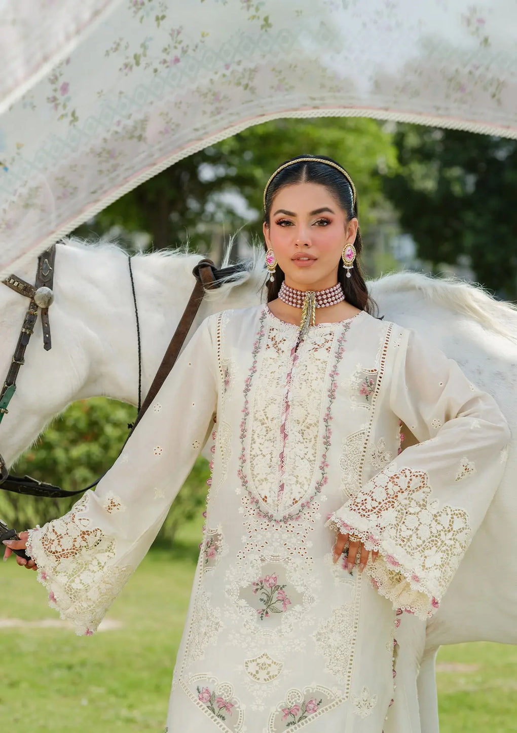 ELAF | WHITE EMPRESS | UNSTITCHED LAWN 3PC