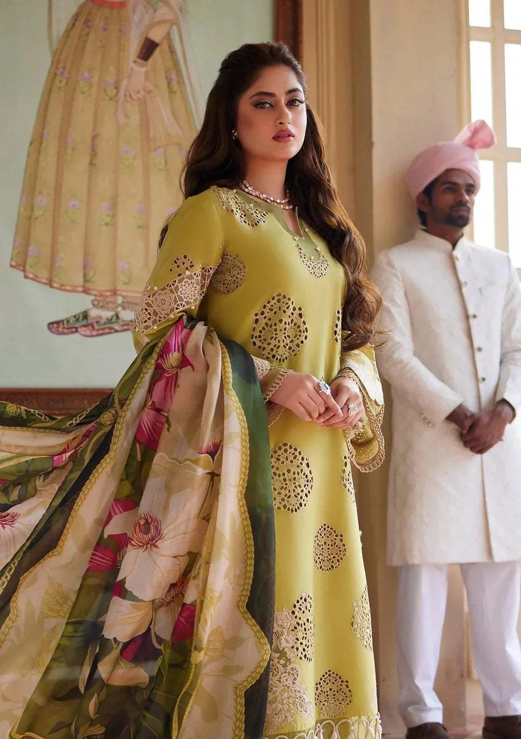 ELAF - 3PC LAWN EMBROIDERED SHIRT WITH PRINTED CHIFFON DUPATTA (WM-408)