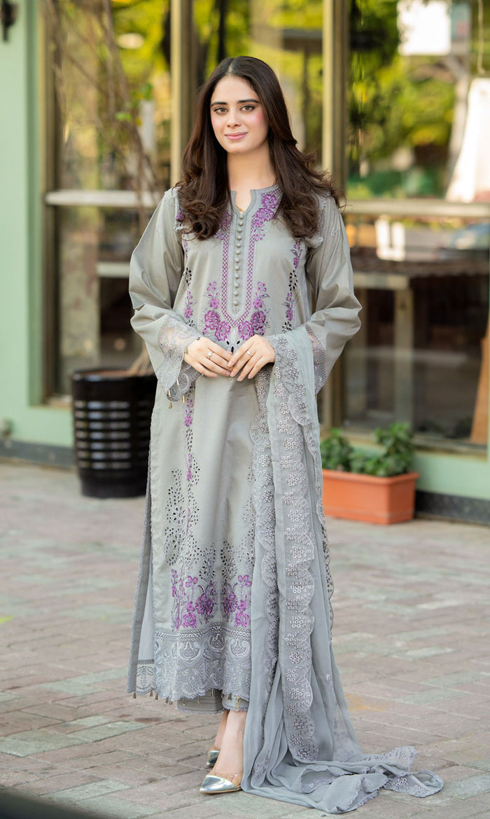 LIBAAS | GREY | UNSTITCHED LAWN 3PC