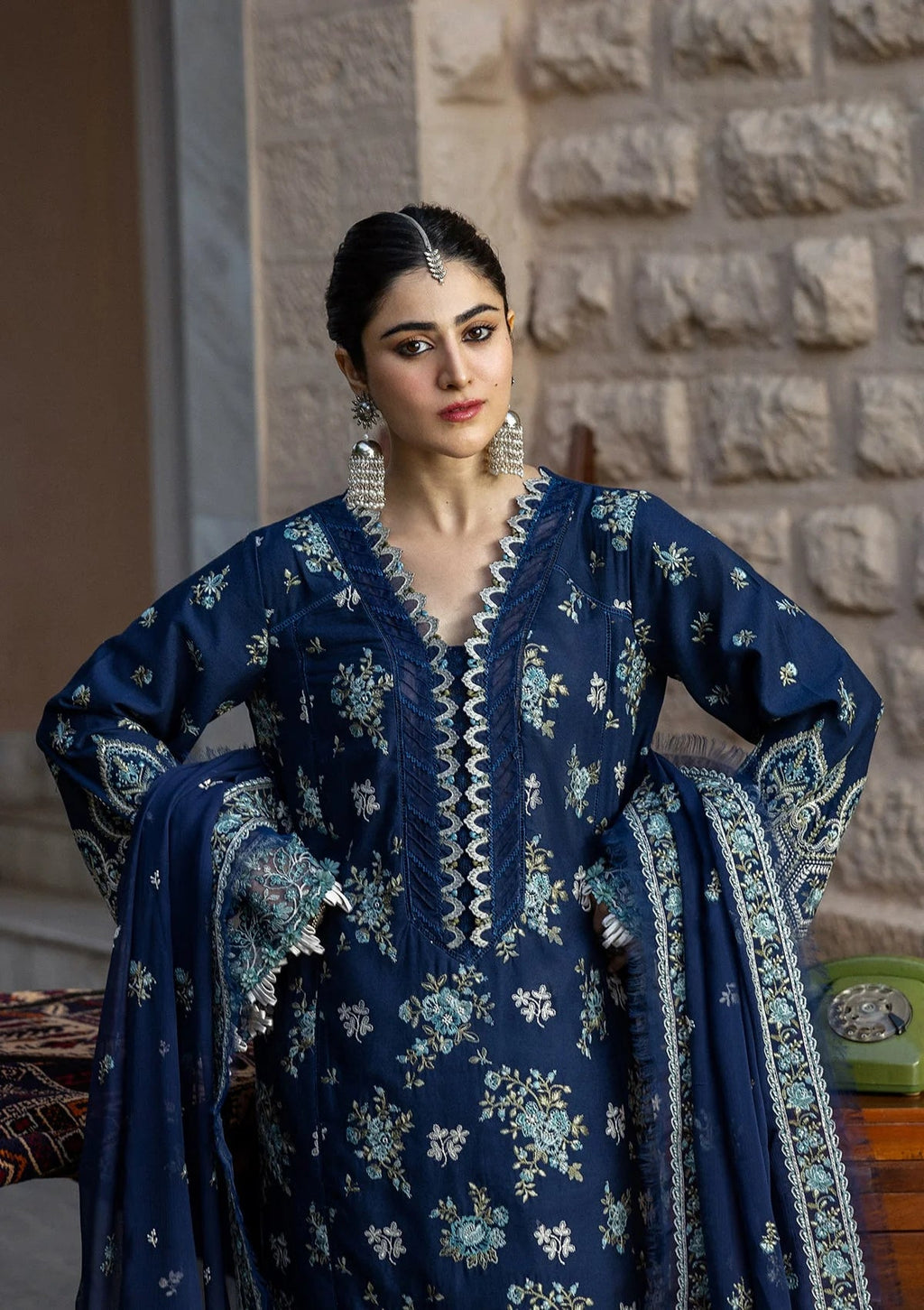 KAHF | AZURE BLUE | UNSTITCHED LAWN 3PC