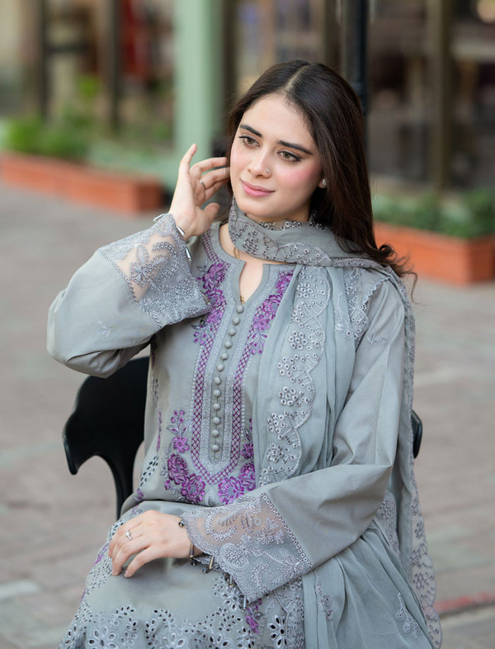 LIBAAS | GREY | UNSTITCHED LAWN 3PC