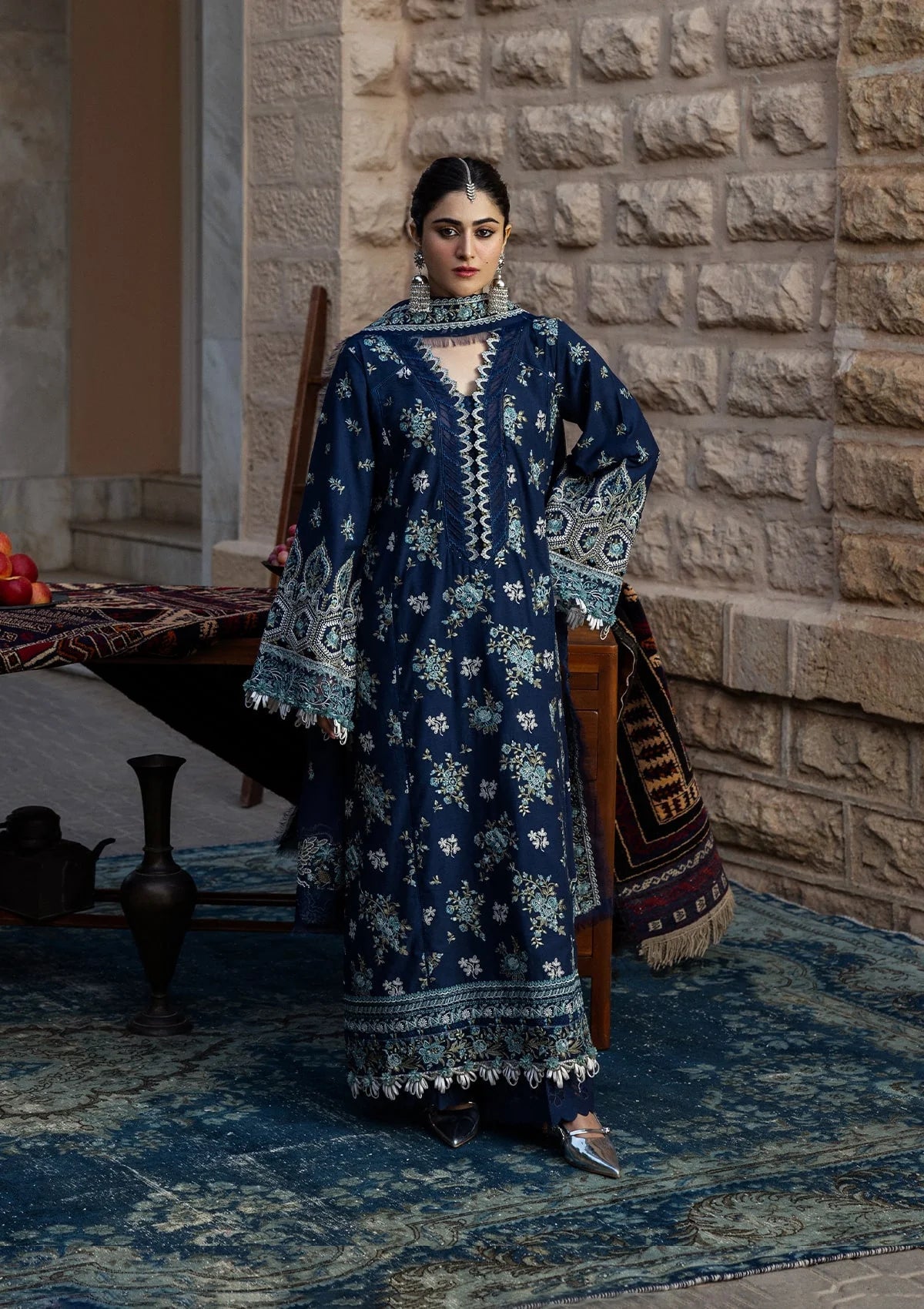 KAHF | AZURE BLUE | UNSTITCHED LAWN 3PC