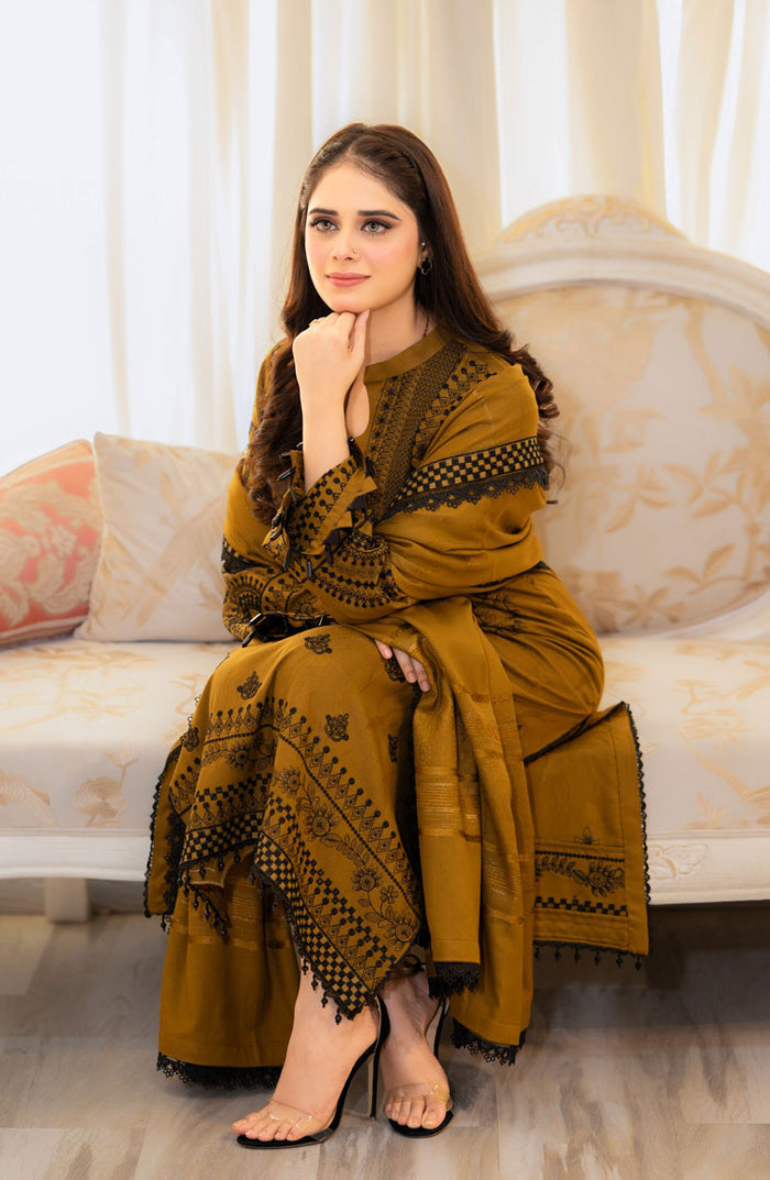 LIBAAS | MEHNDI | UNSTITCHED LAWN 3PC
