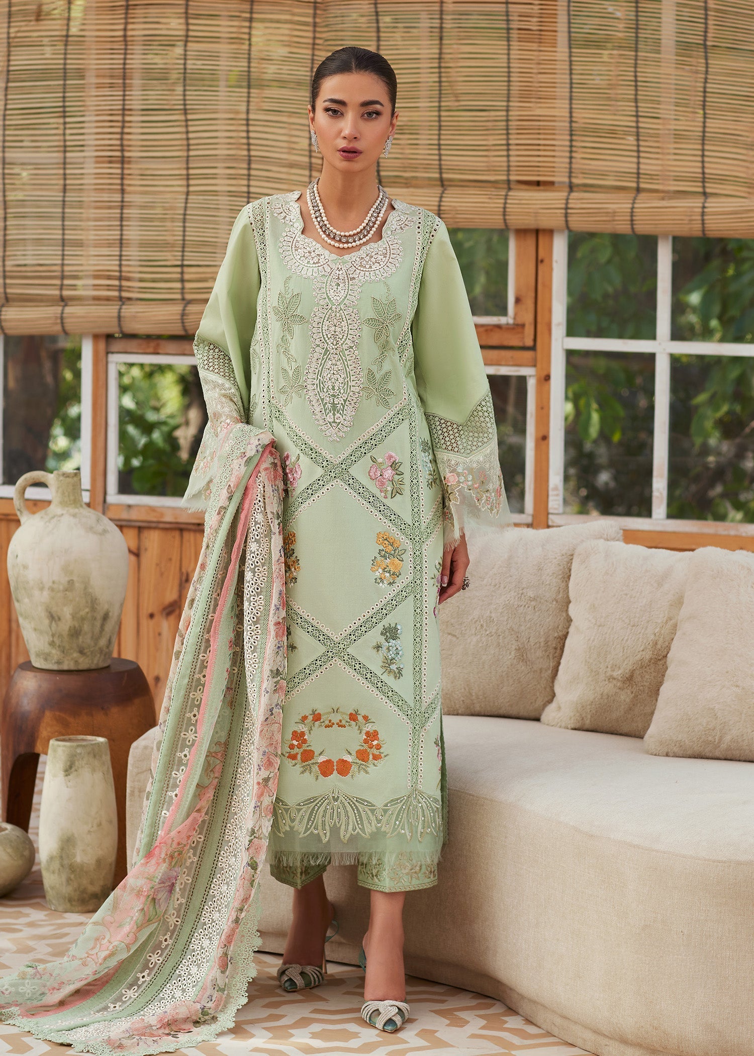 CRIMSON | MINT | SUMMER UNSTITCHED LAWN 3PC