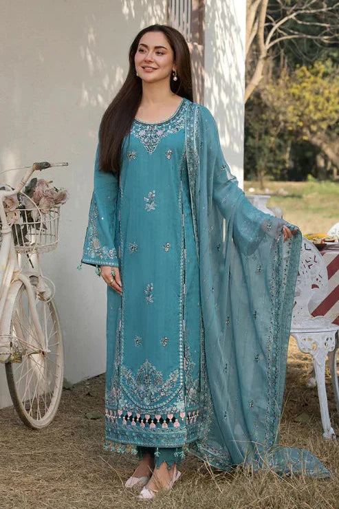 ALLYS - 3PC LAWN EMBROIDERED SHIRT WITH BAMBER CHIFFON EMBROIDERED READY TO WEAR DUPATTA (WM-402)