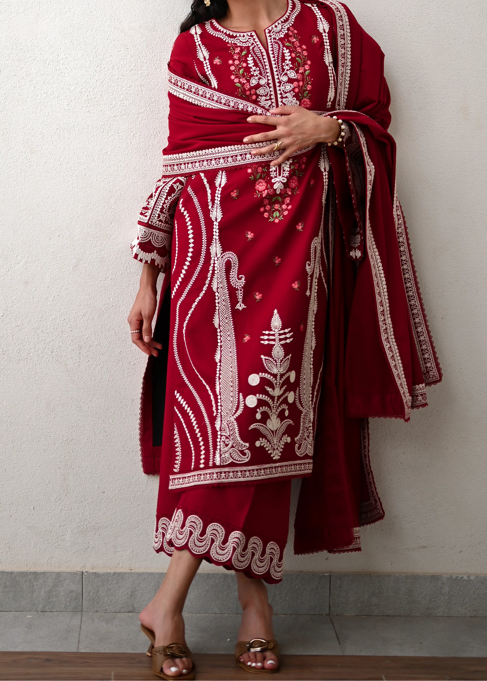 ZAIB | REDDISH | UNSTITCHED LAWN 3PC