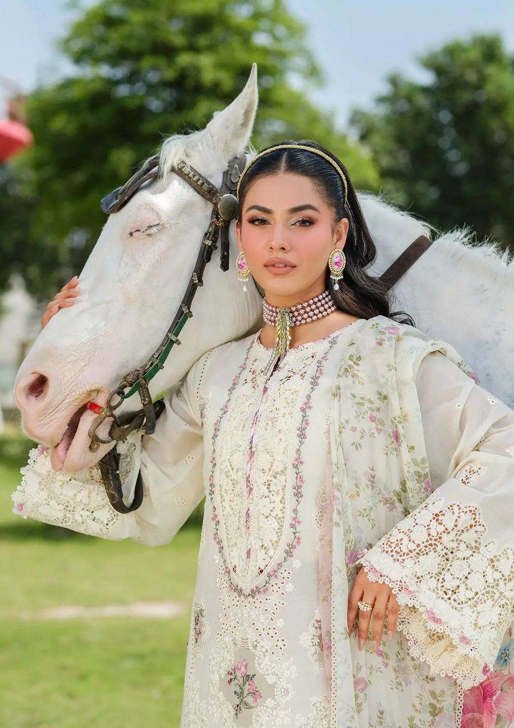 ELAF | WHITE EMPRESS | UNSTITCHED LAWN 3PC
