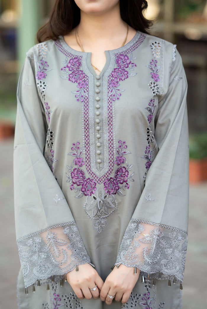 LIBAAS | GREY | UNSTITCHED LAWN 3PC