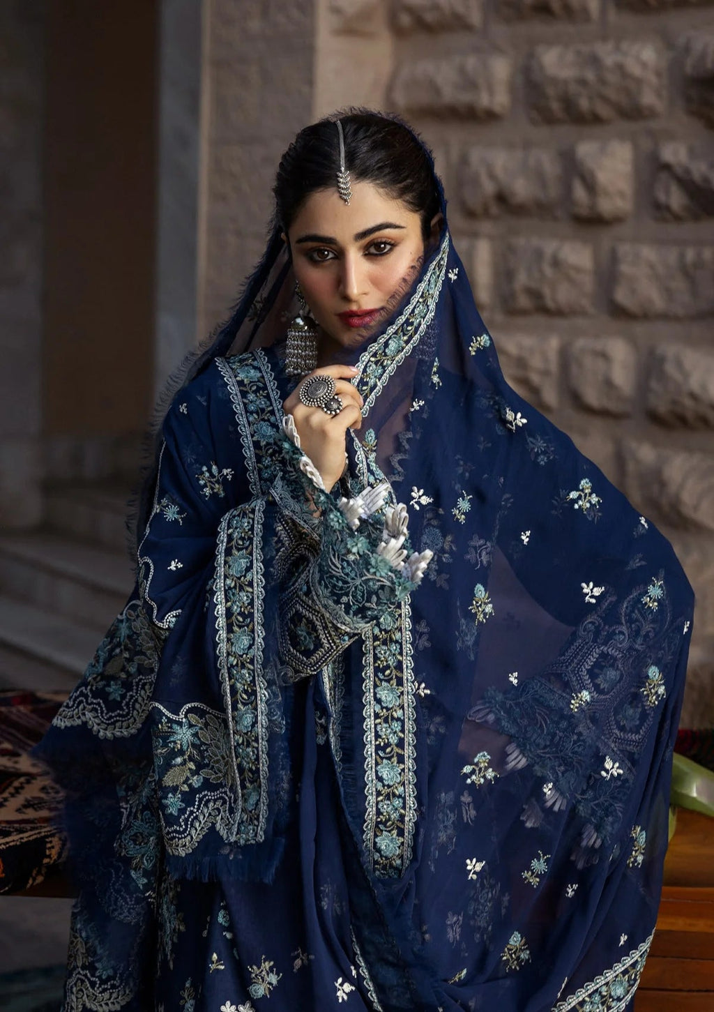 KAHF | AZURE BLUE | UNSTITCHED LAWN 3PC