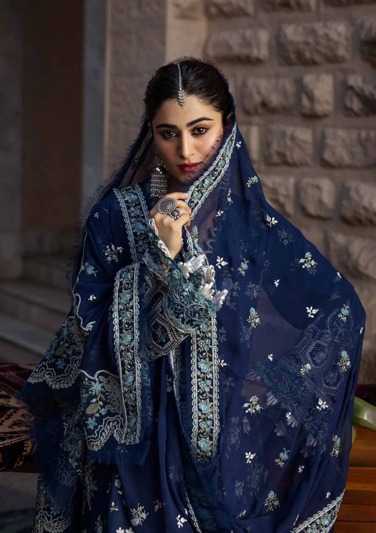 KAHF | AZURE BLUE | UNSTITCHED LAWN 3PC