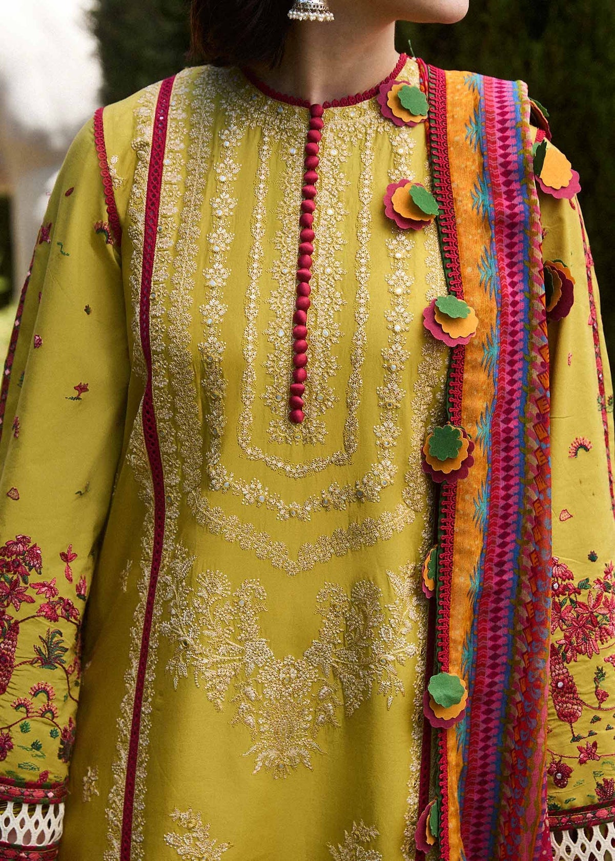 HUSSAIN REHAR - LUXURY UNSTITCHED DHANAK EMBROIDERED 3PC WITH PRINTED SHAWL (SYT-239)