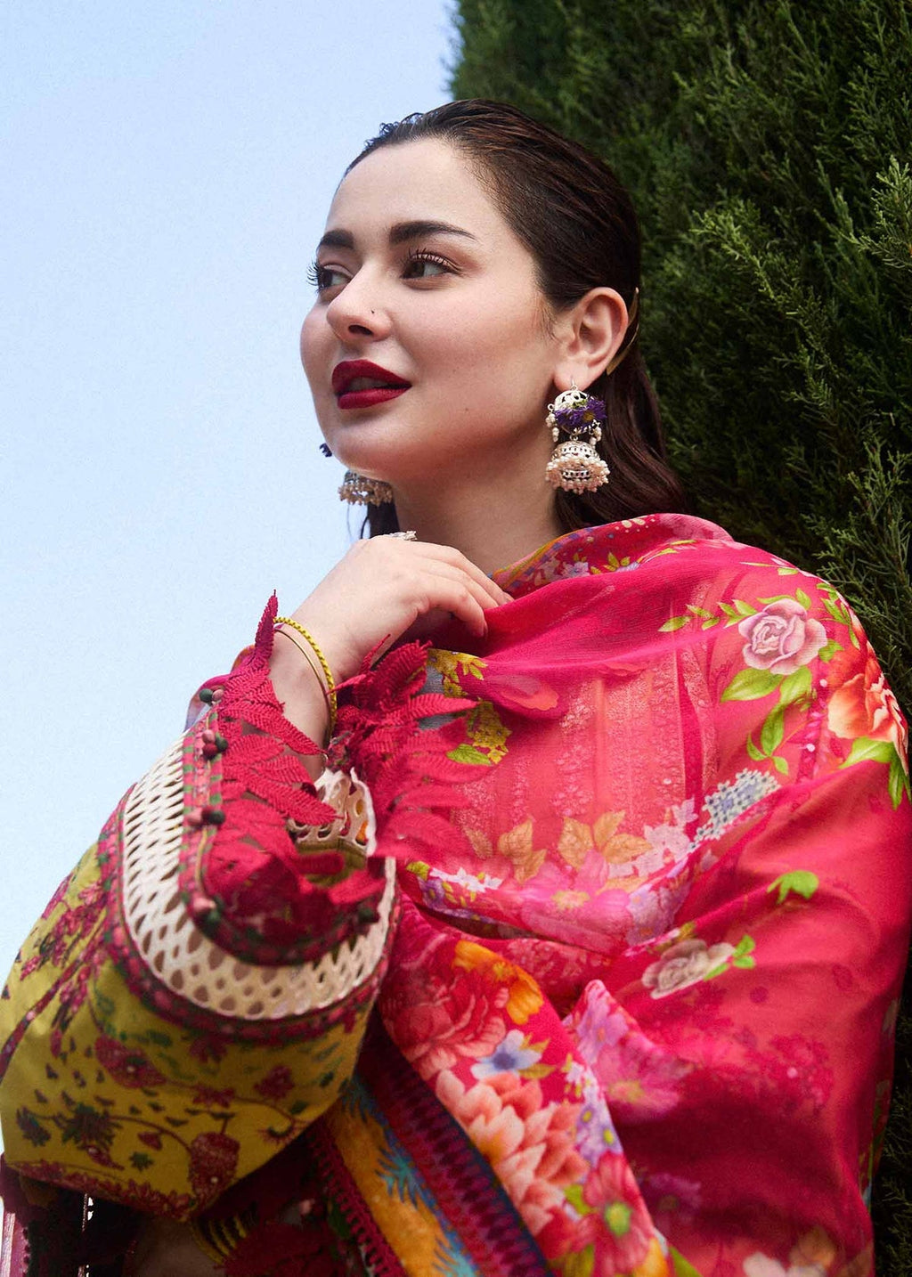 HUSSAIN REHAR - LUXURY UNSTITCHED DHANAK EMBROIDERED 3PC WITH PRINTED SHAWL (SYT-239)
